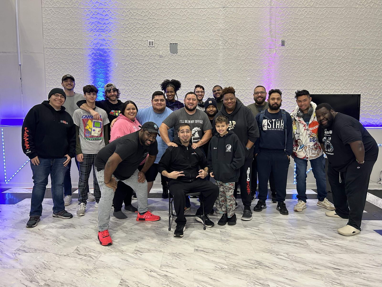 Brittany and the 'U Hoppin' On?' Extra Life team at a game marathon event
